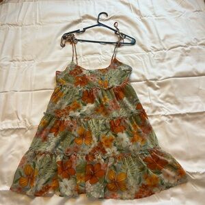 Forever 21 Orange and Brown Ruffled Sundress